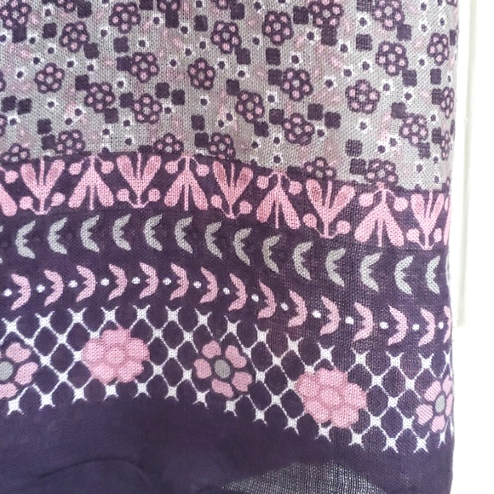 Vintage PASSIGATTI Italian Designer Scarf • Purple Pink Navy Floral Square Wrap - Picture 11 of 13